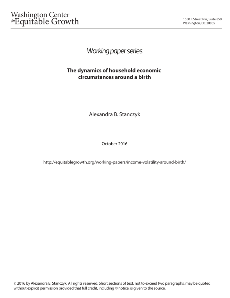 The dynamics of household economic circumstances around a birth