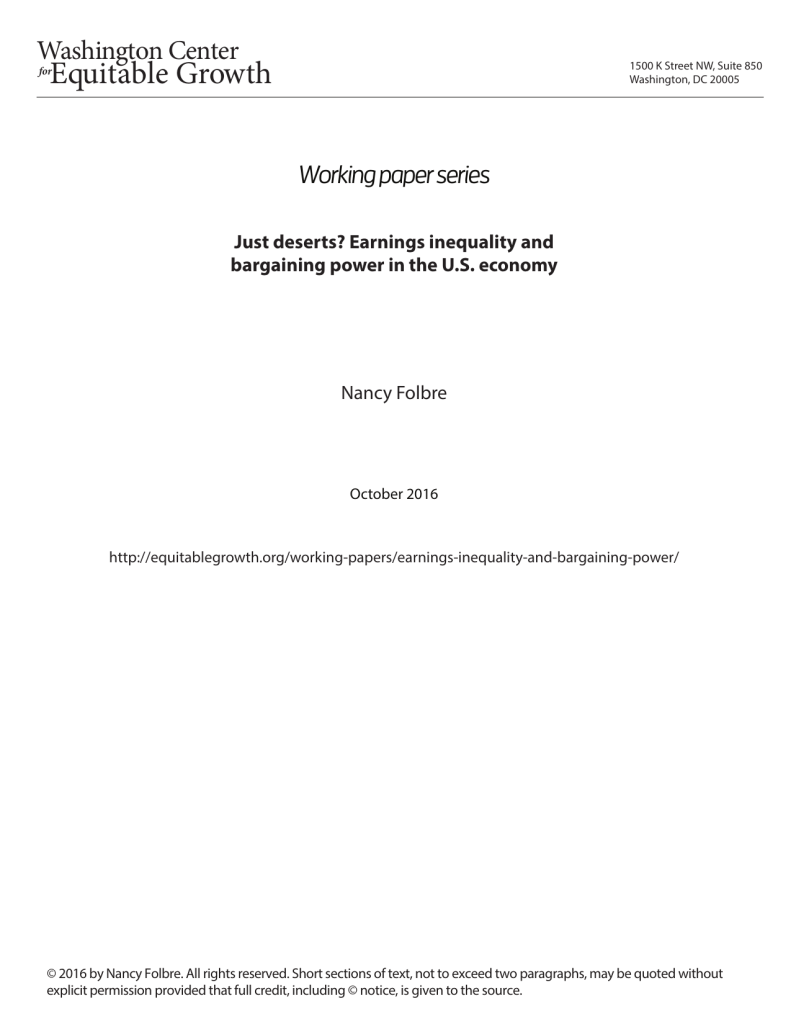 Just deserts? Earnings inequality and bargaining power in the U.S. economy