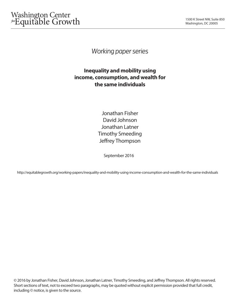 Inequality and mobility using income, consumption, and wealth for the same individuals