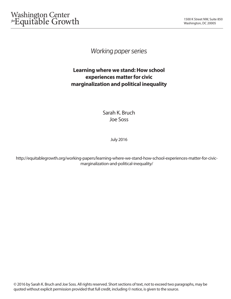 Learning where we stand: How school experiences matter for civic marginalization and political inequality