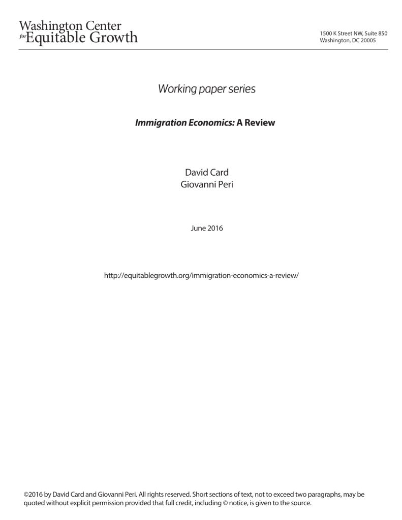 Immigration economics: A review