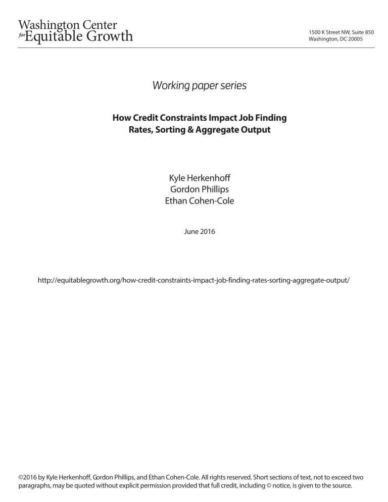 How credit constraints impact job finding rates, sorting & aggregate output