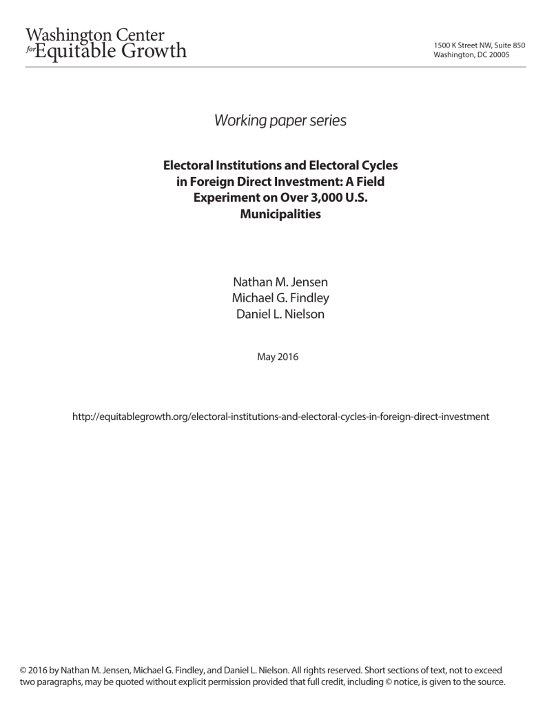 Electoral institutions and electoral cycles in foreign direct investment