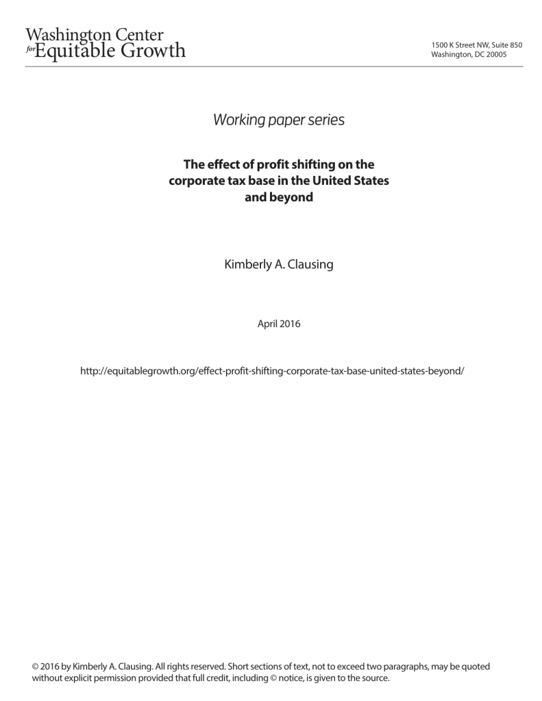 The effect of profit shifting on the corporate tax base in the U.S. and beyond