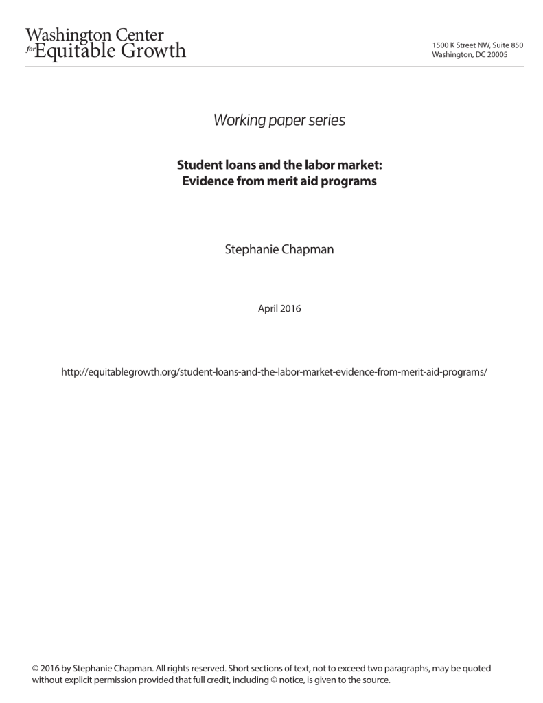Student loans and the labor market: Evidence from merit aid programs