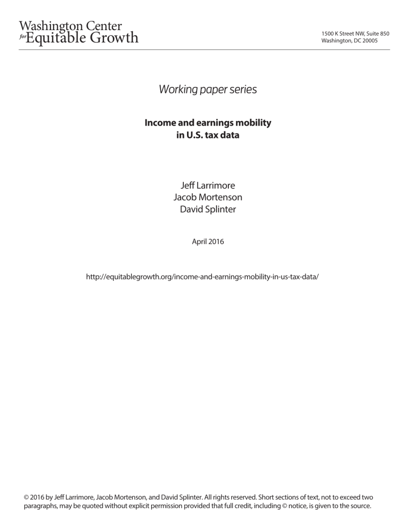 Income and earnings mobility in U.S. tax data