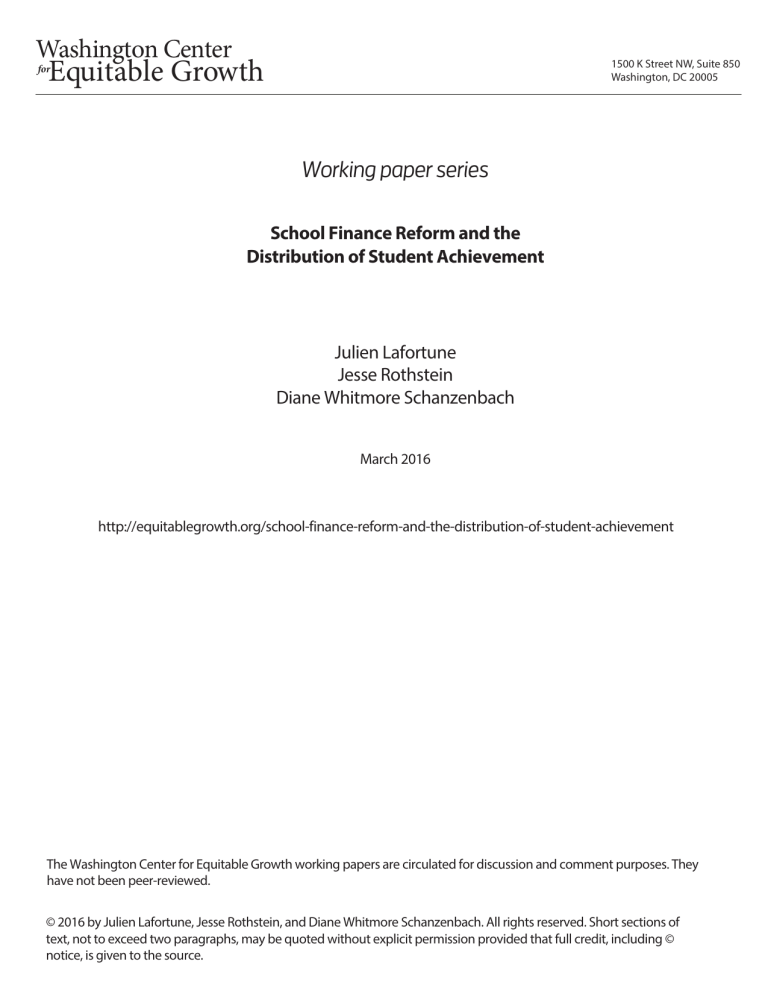 School finance reform and the distribution of student achievement