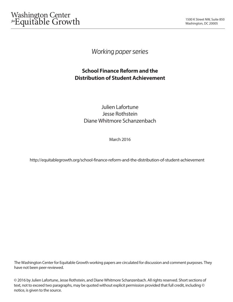 School finance reform and the distribution of student achievement