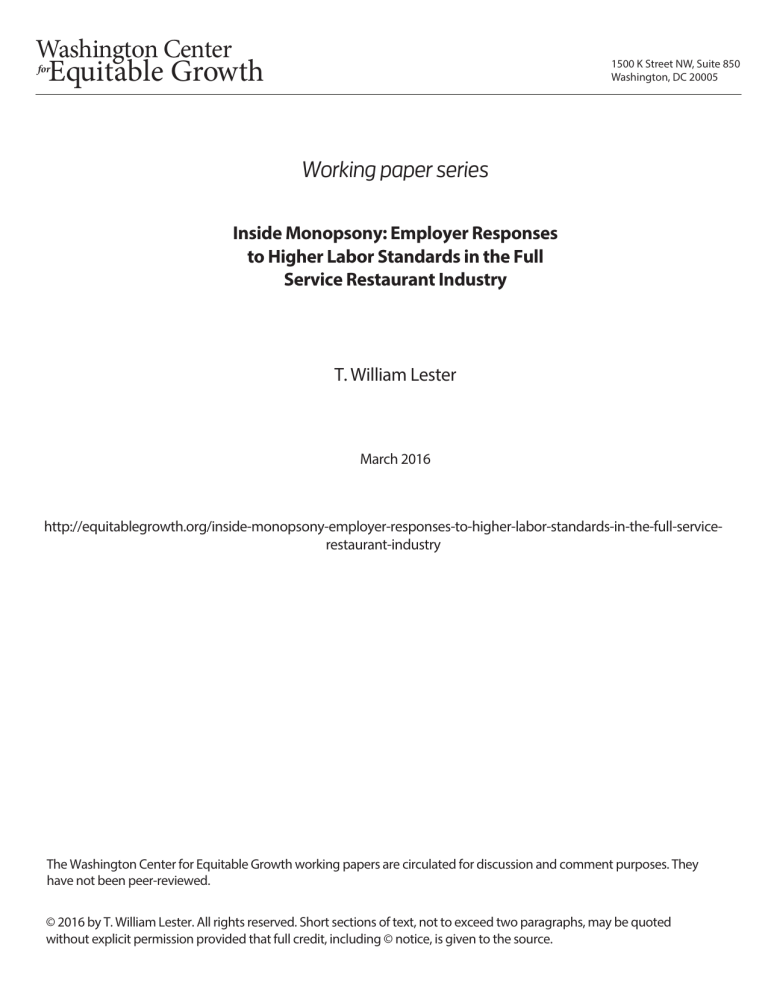 Inside monopsony: Employer responses to higher labor standards in the full service restaurant industry