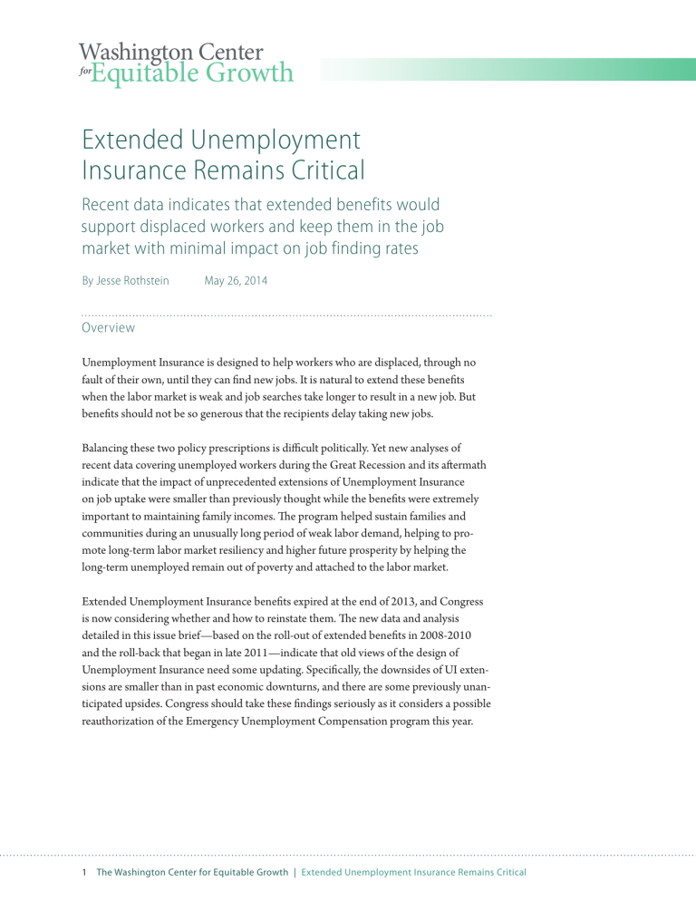 Extended unemployment insurance remains critical