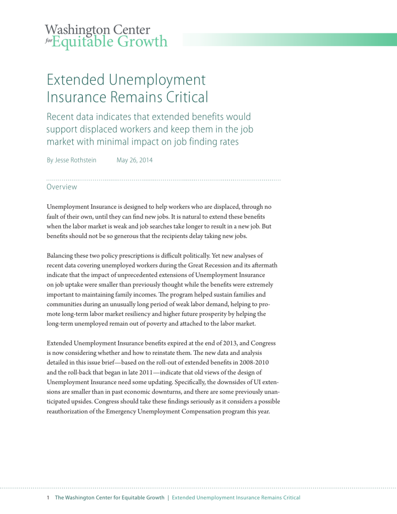 Extended unemployment insurance remains critical