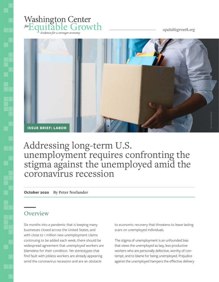 Addressing long-term U.S. unemployment requires confronting the stigma against the unemployed amid the coronavirus recession