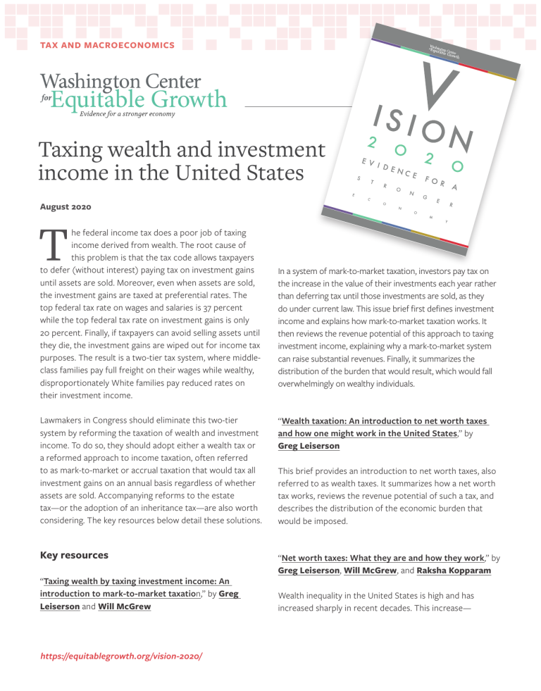 Taxing wealth and investment income in the United States