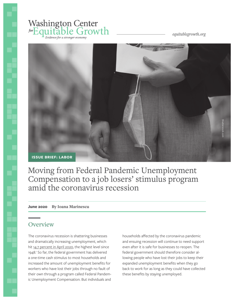 Moving from Federal Pandemic Unemployment Compensation to a job losers’ stimulus program amid the coronavirus recession