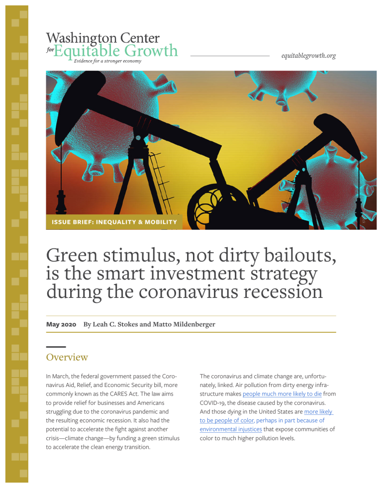 Green stimulus, not dirty bailouts, is the smart investment strategy during the coronavirus recession