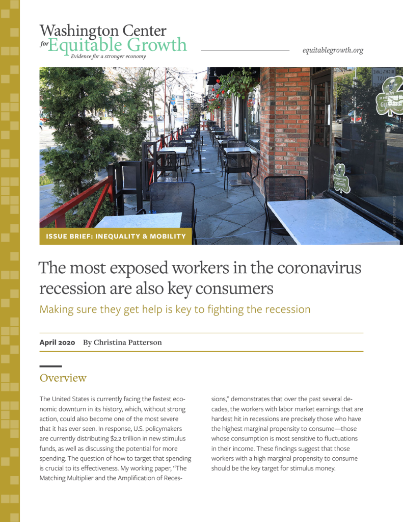 The most exposed workers in the coronavirus recession are also key consumers: Making sure they get help is key to fighting the recession