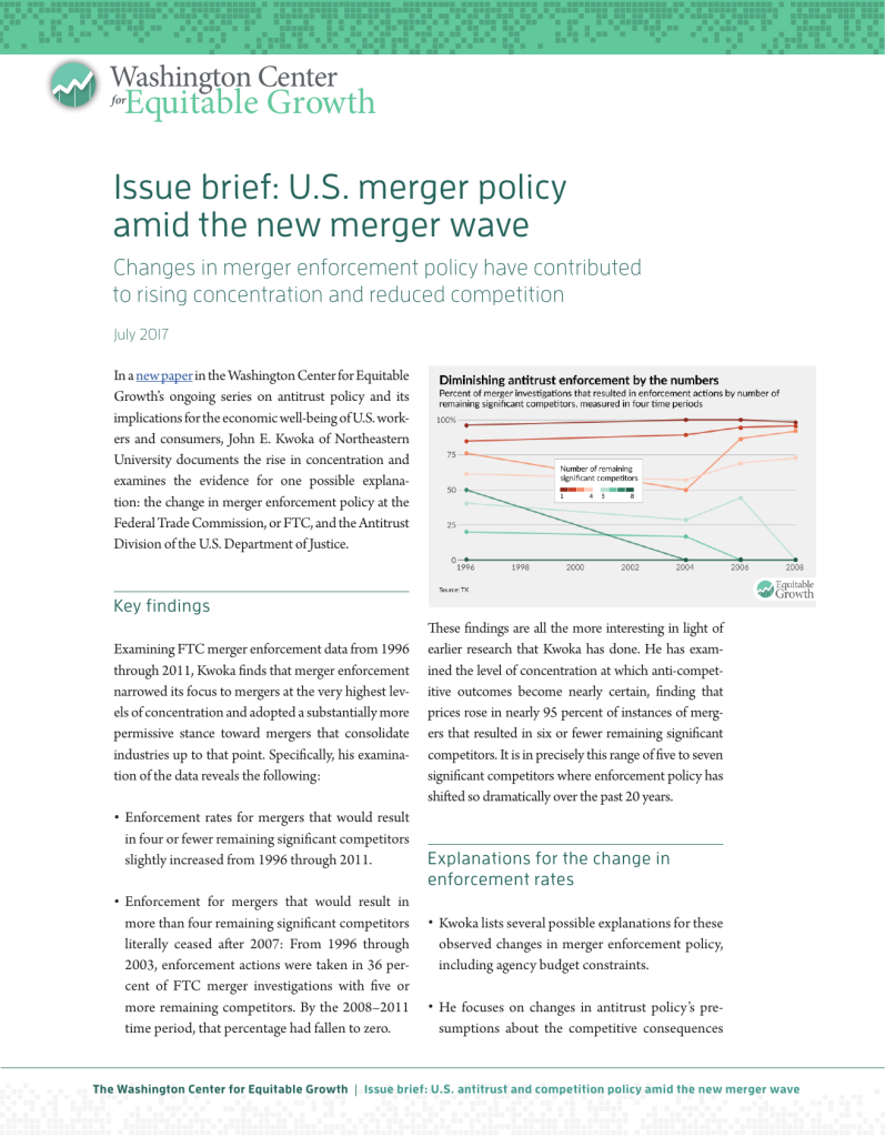 Issue brief: U.S. antitrust and competition policy amid the new merger wave