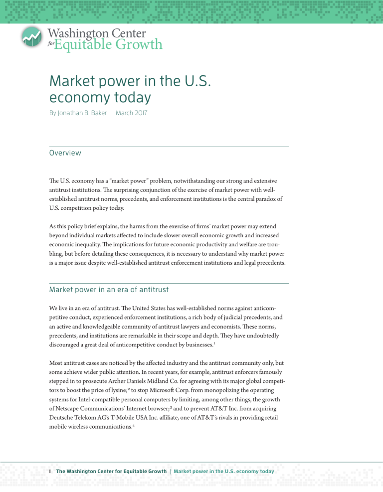 Market power in the U.S. economy today