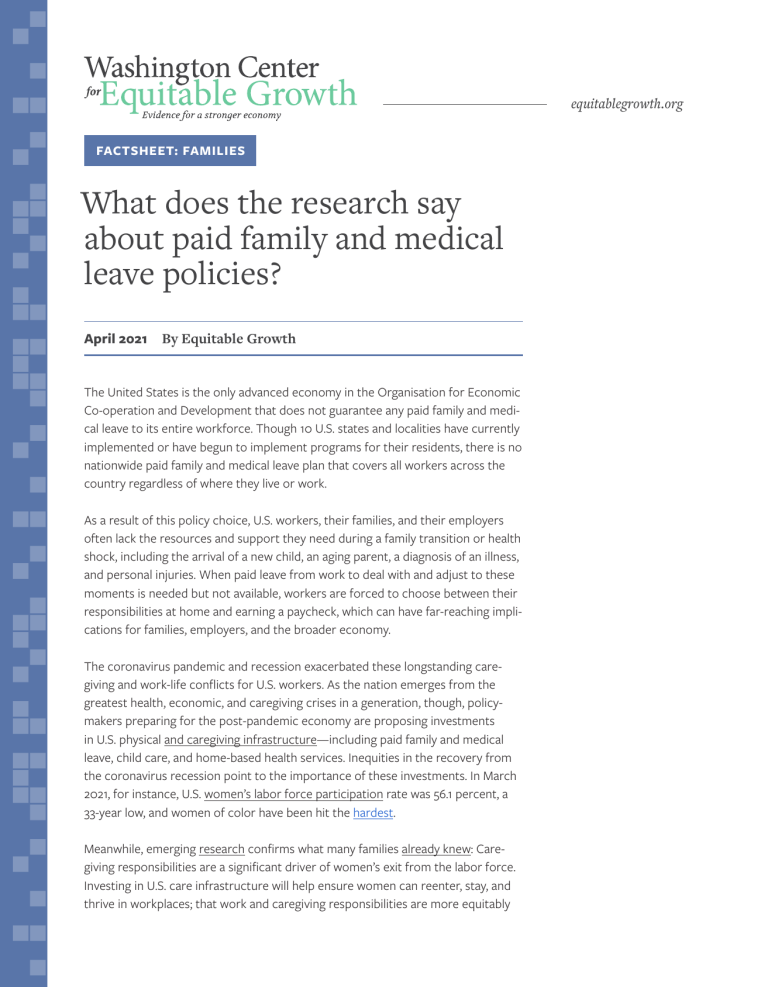 Factsheet: What does the research say about the economics of paid leave?