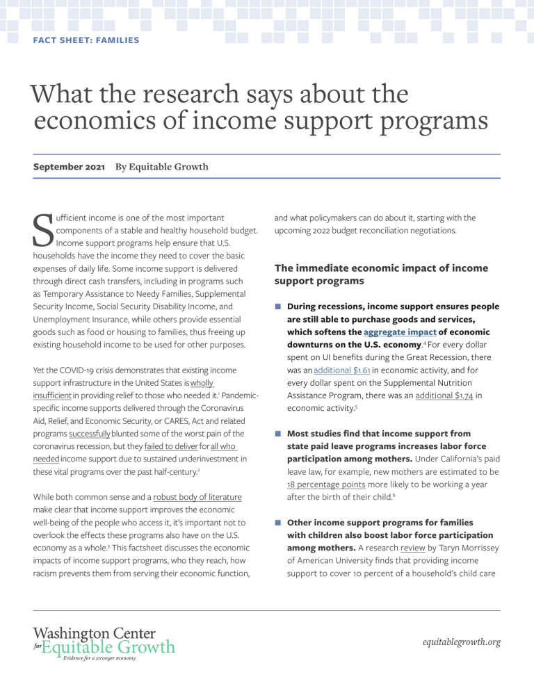 Factsheet: What the research says about the economics of income support programs