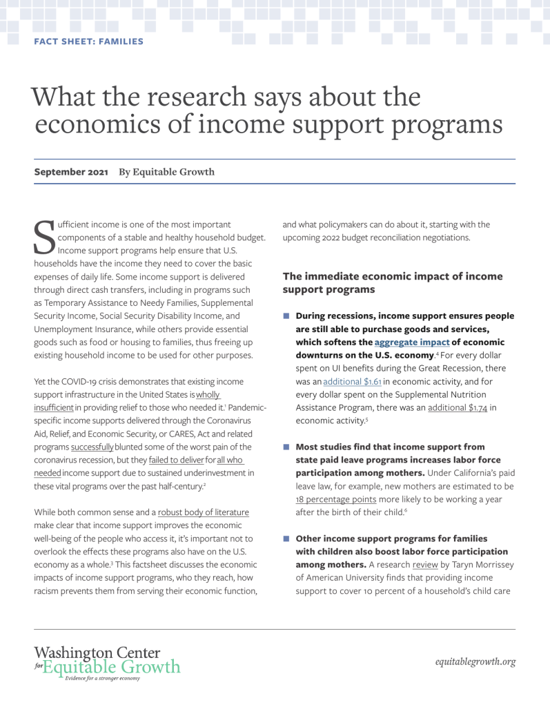 Factsheet: What the research says about the economics of income support programs