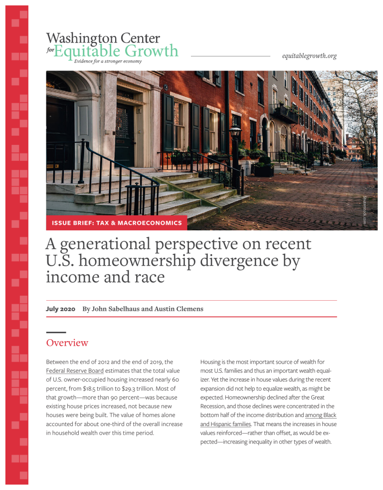 A generational perspective on recent U.S. homeownership divergence by income and race
