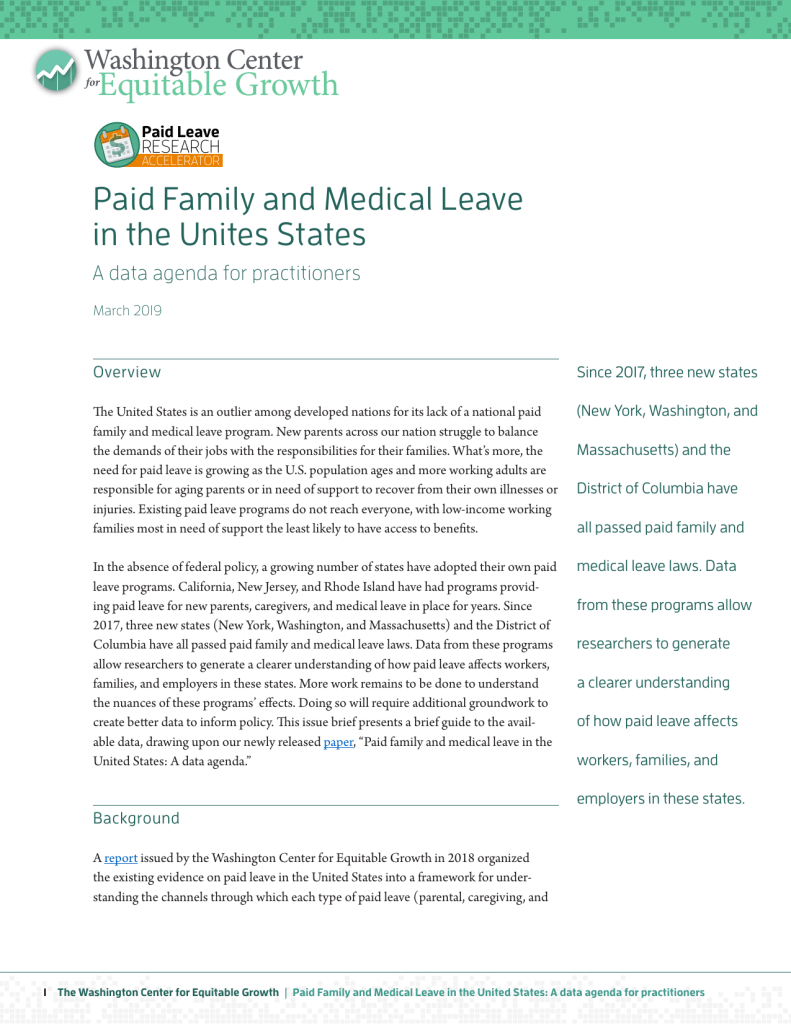Paid family and medical leave in the United States: A data agenda for practitioners