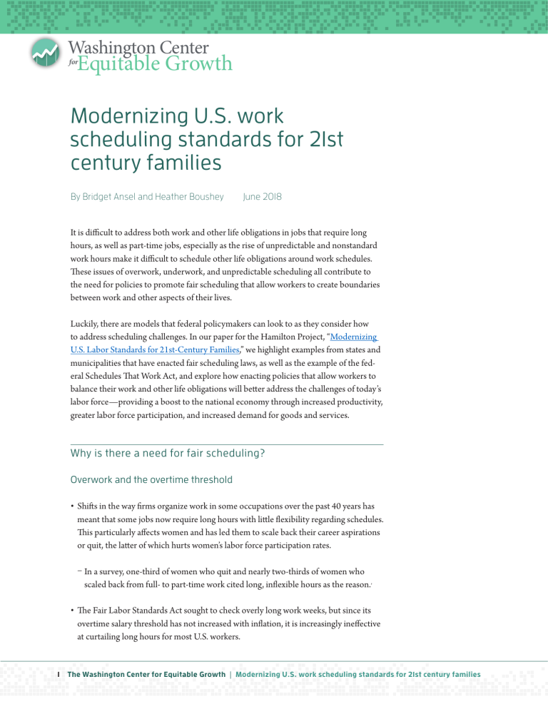 Modernizing U.S. work scheduling standards for 21st century families