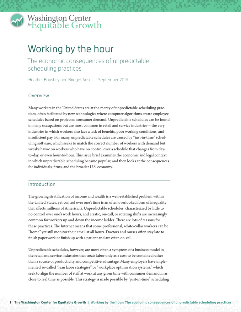 Working by the hour:  The economic consequences of unpredictable scheduling practices