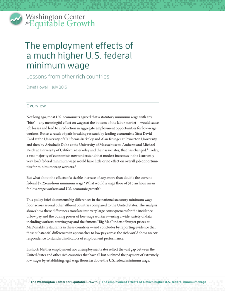 The employment effects of a much higher U.S. federal minimum wage: Lessons from other rich countries