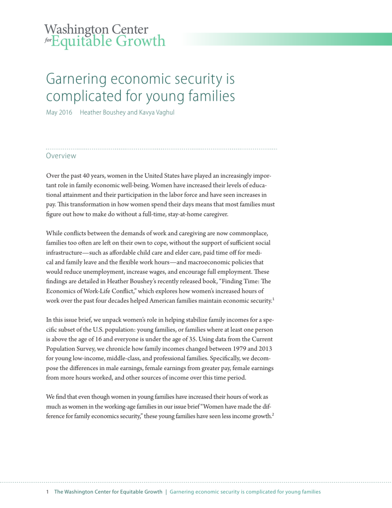 Garnering economic security is complicated for young families