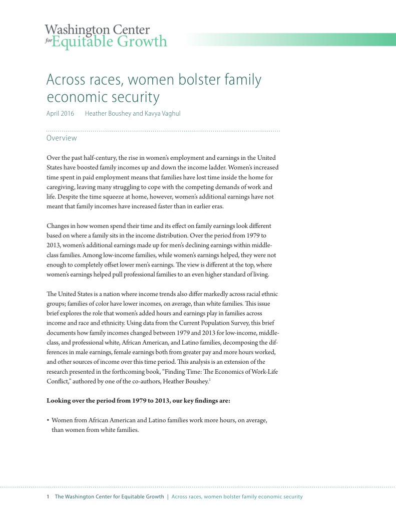 Across races, women bolster family economic security