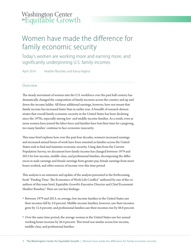Women have made the difference for family economic security