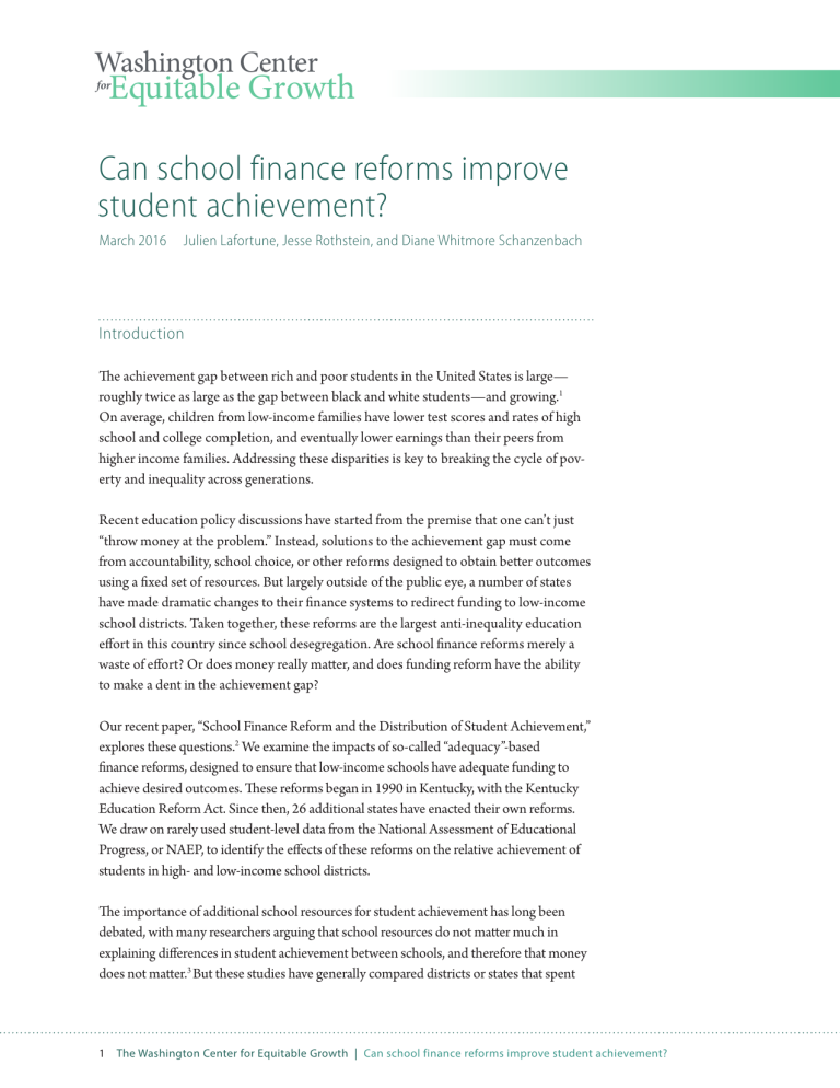 Can school finance reforms improve student achievement?