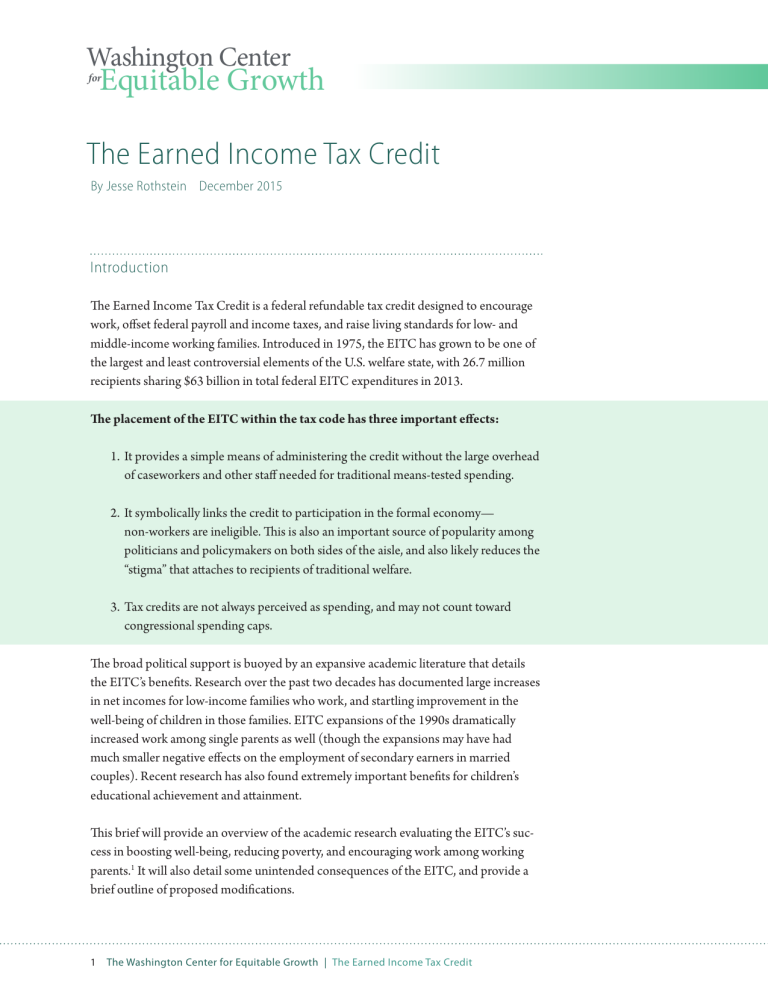 The Earned Income Tax Credit