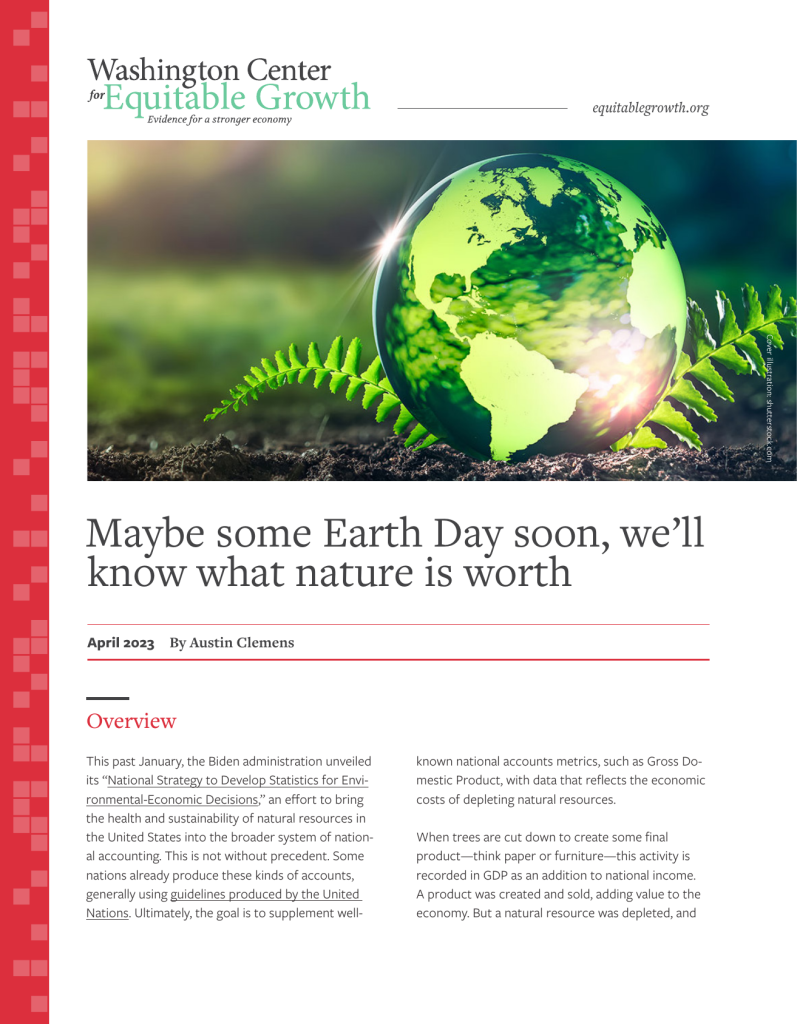 Maybe some Earth Day soon, we’ll know what nature is worth