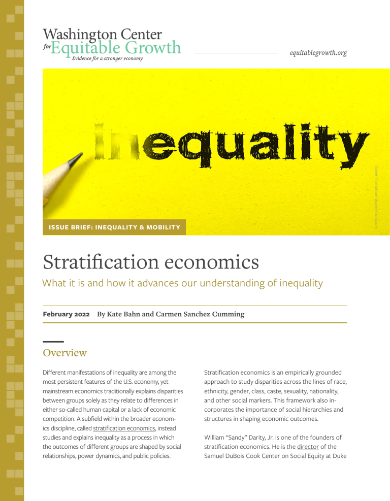 Stratification economics: What it is and how it advances our understanding of inequality