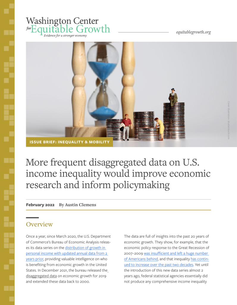 More frequent disaggregated data on U.S. income inequality would improve economic research and inform policymaking