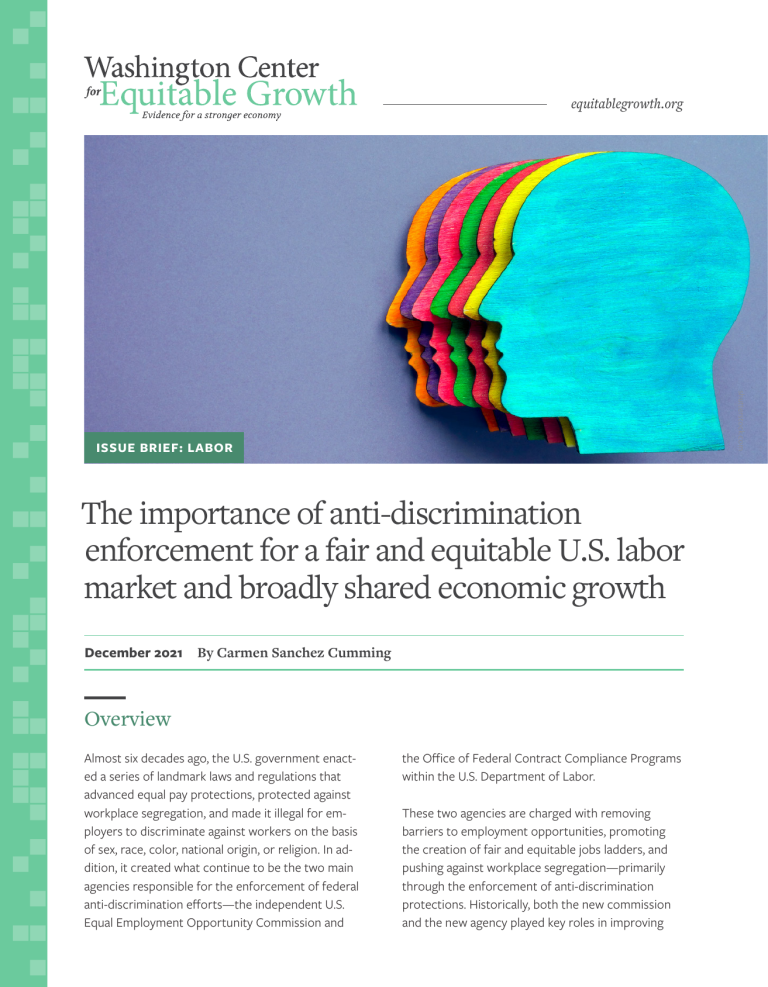 The importance of anti-discrimination enforcement for a fair and equitable U.S. labor market and broadly shared economic growth