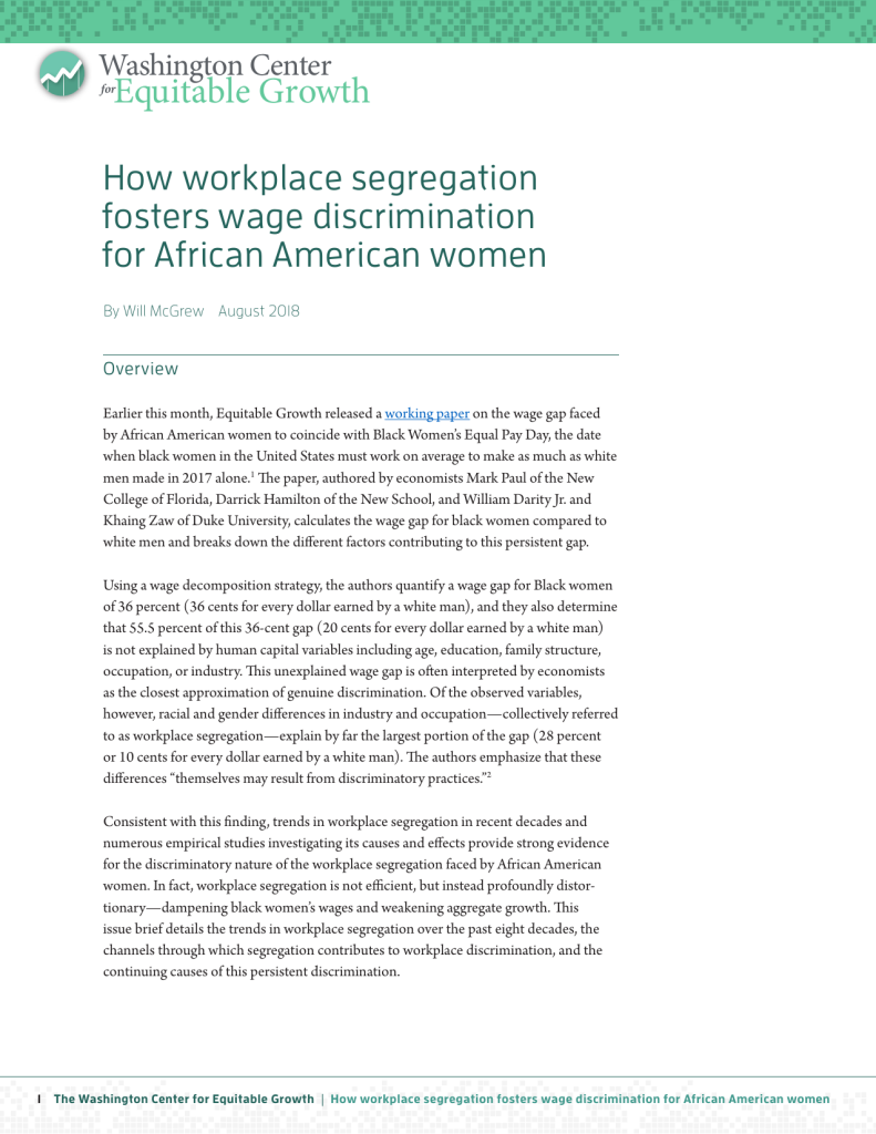 How workplace segregation fosters wage discrimination for African American women