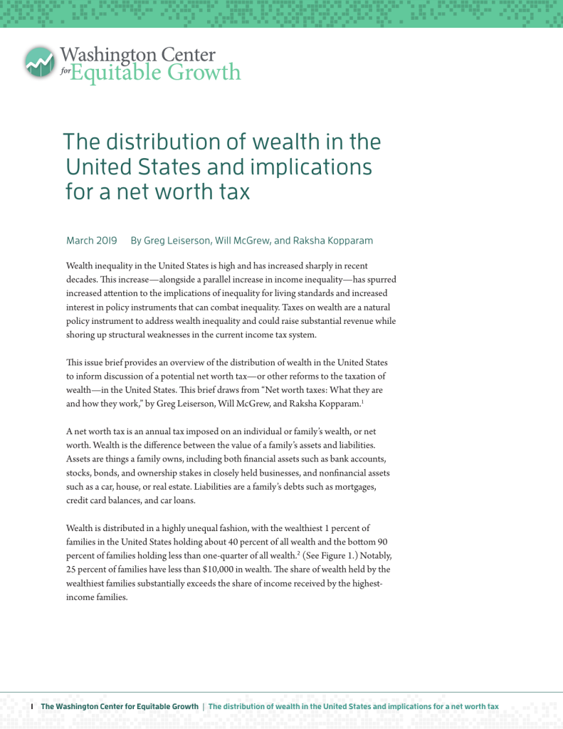 The distribution of wealth in the United States and implications for a net worth tax