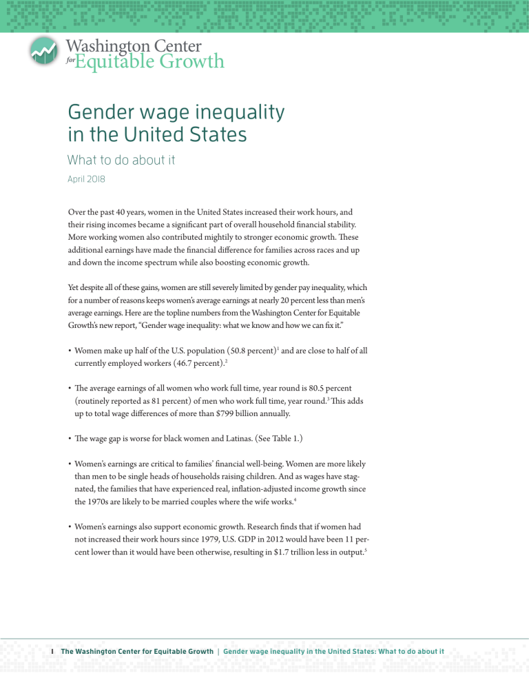 Factsheet: Gender wage inequality in the United States and what to do about it
