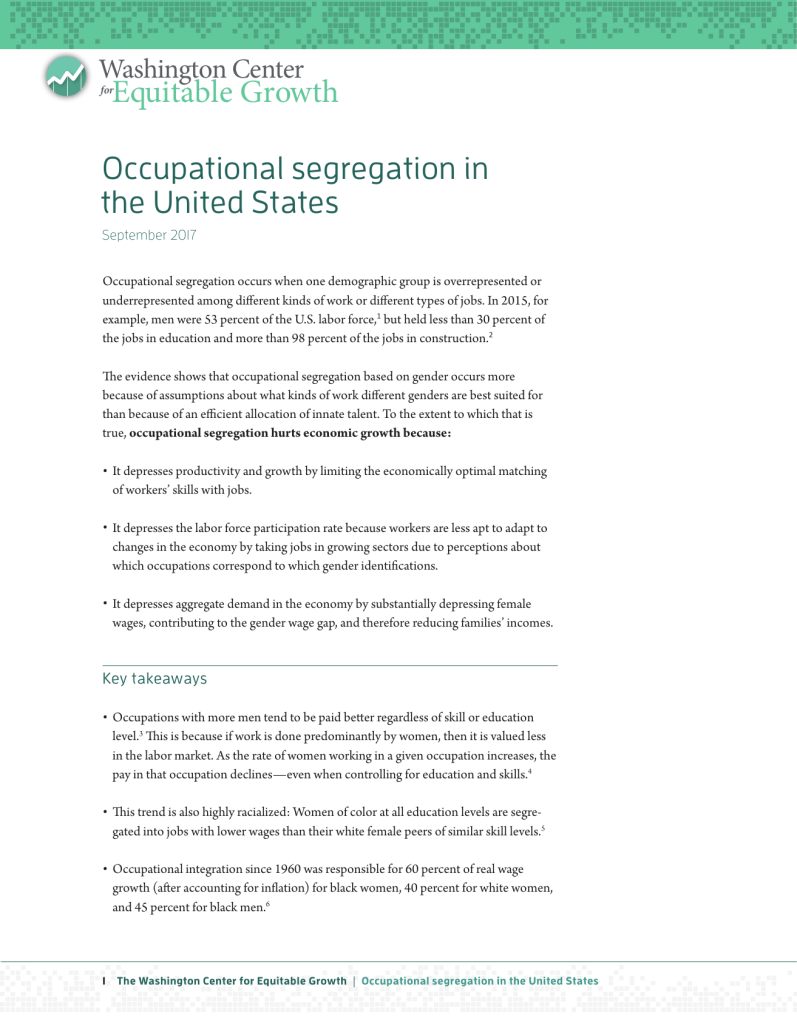 Fact sheet: Occupational segregation in the United States