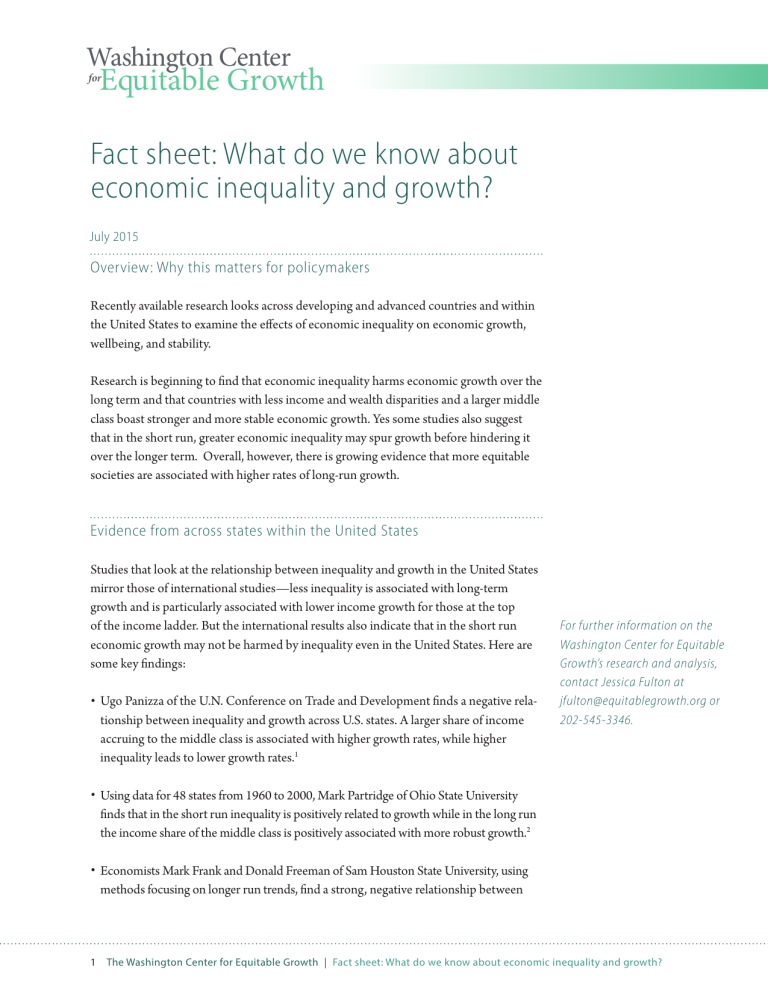 Fact sheet: What do we know about economic inequality and growth?