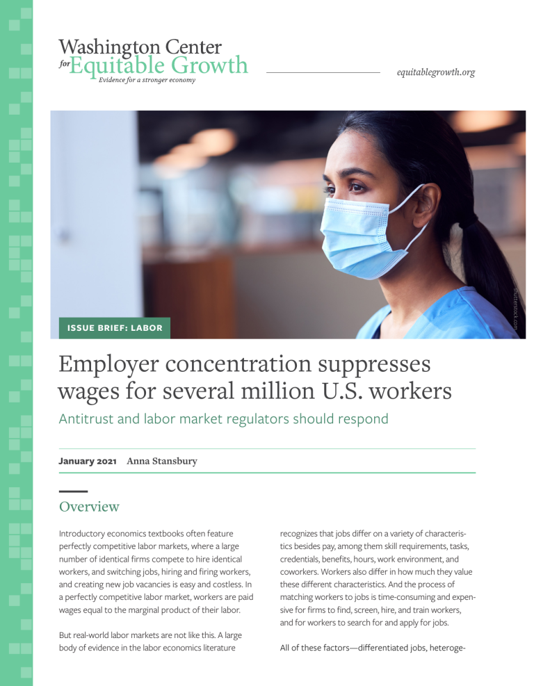 Employer concentration suppresses wages for several million U.S. workers: antitrust and labor market regulators should respond