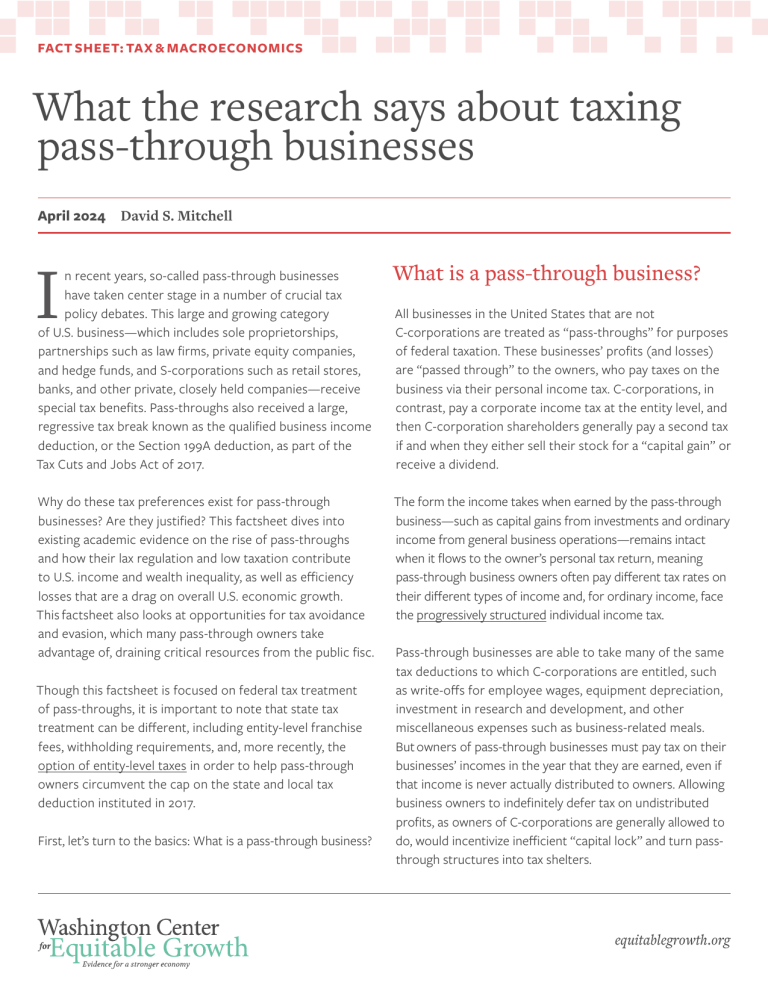 Factsheet: What the research says about taxing pass-through businesses