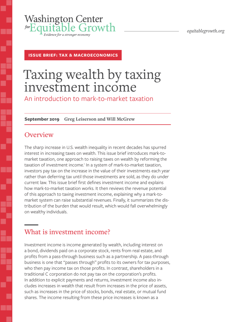 Taxing wealth by taxing investment income: An introduction to mark-to-market taxation