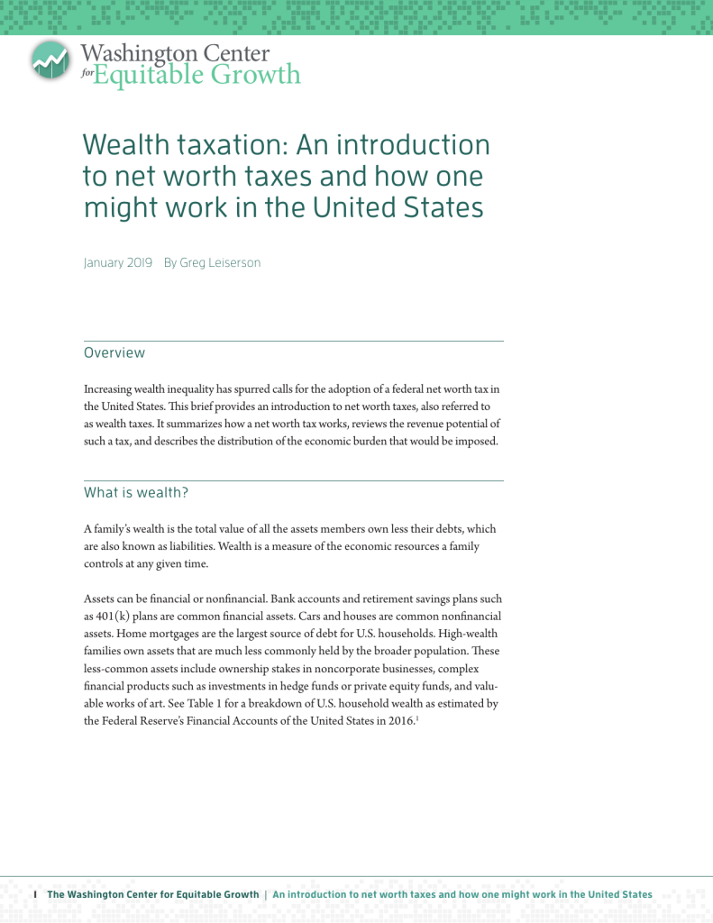 Wealth taxation: An introduction to net worth taxes and how one might work in the United States