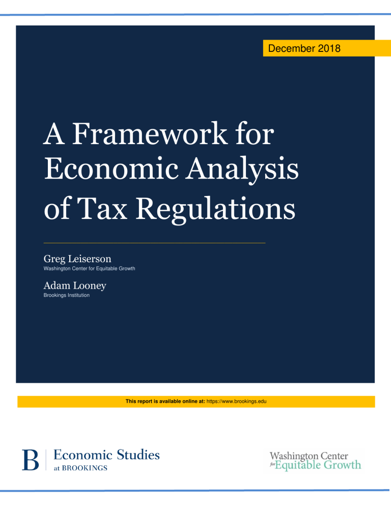A framework for economic analysis of tax regulations