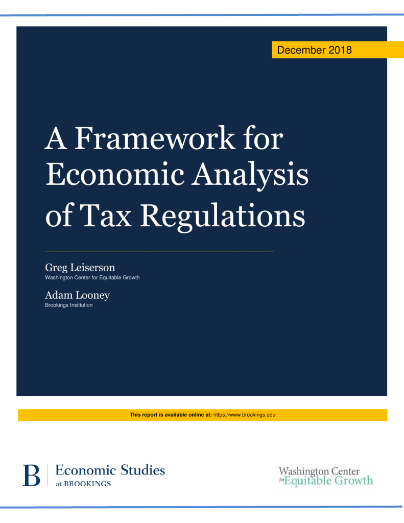 A framework for economic analysis of tax regulations